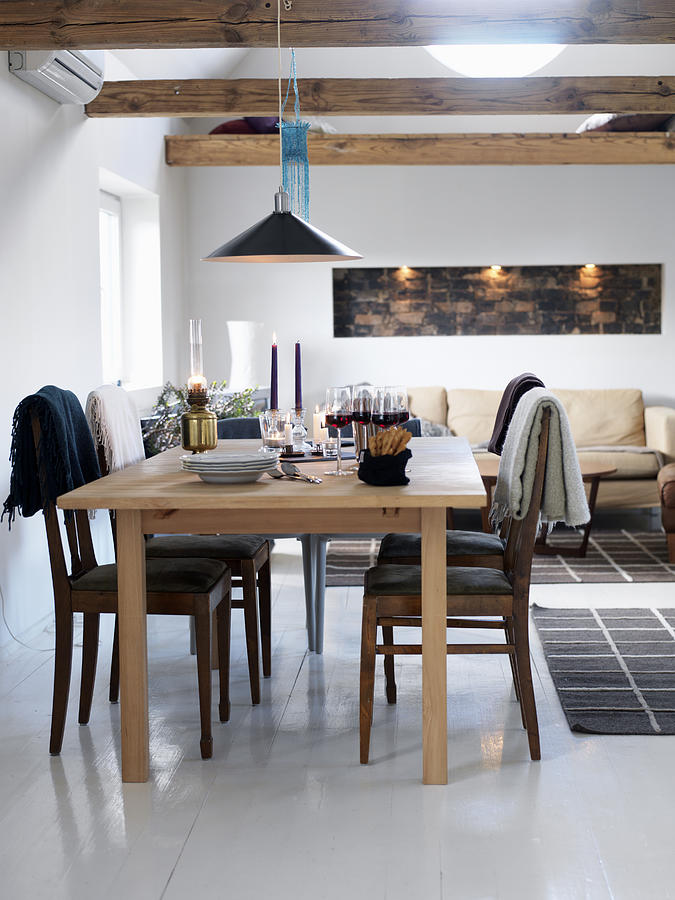 A dining table ready laid, Sweden. Photograph by Carlsson, Peter