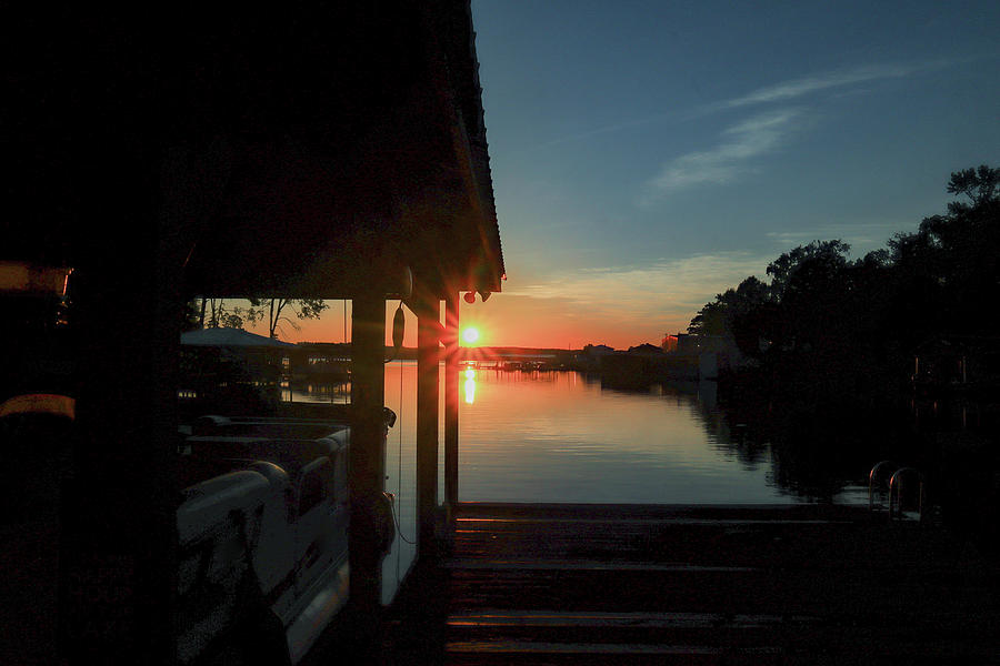 A Dock Starring Sunrise Photograph by Ed Williams