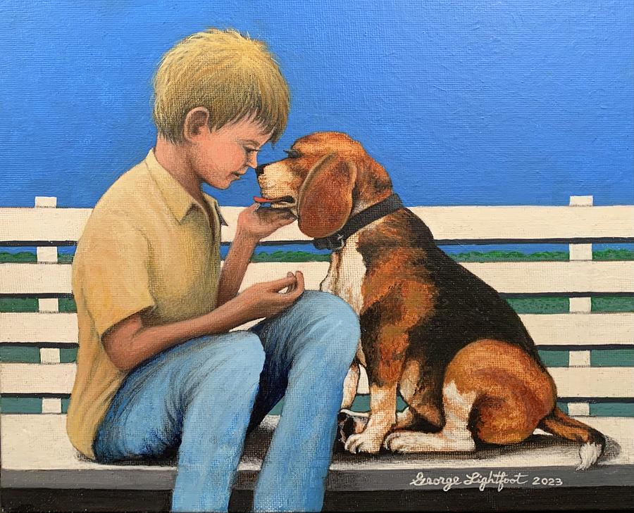 A Dog and his Boy Painting by George Lightfoot