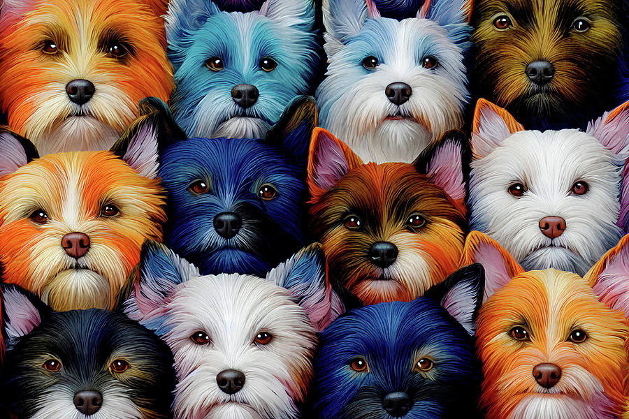 A Dozen Dogs Digital Art by Peggy Collins