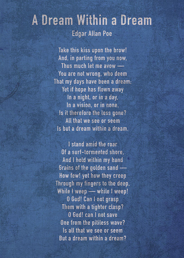 A Dream Within A Dream by Edgar Allan Poe Classic Poem on Blue Worn ...