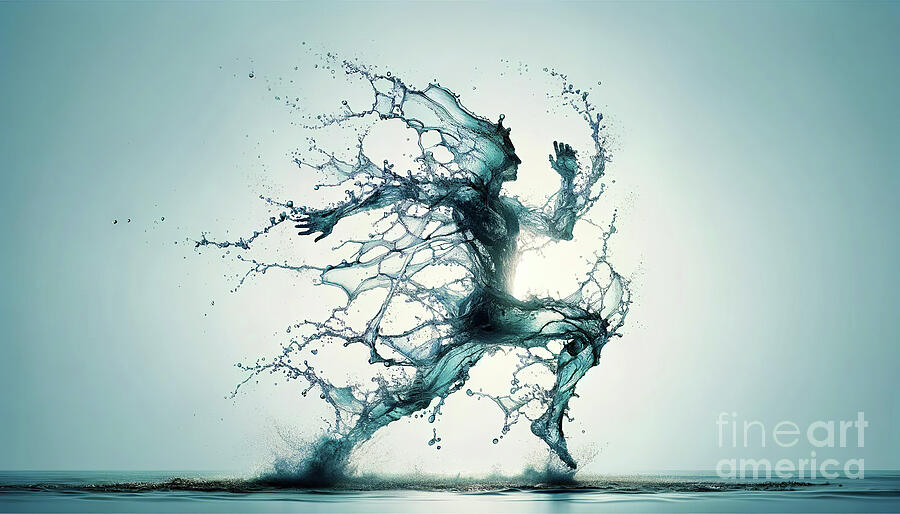 A dynamic form resembling a tree made out of splashing water  Digital Art by Odon Czintos