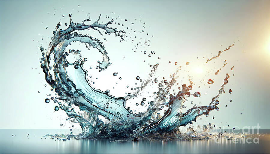 A dynamic wave of water captured in high detail, Digital Art by Odon Czintos