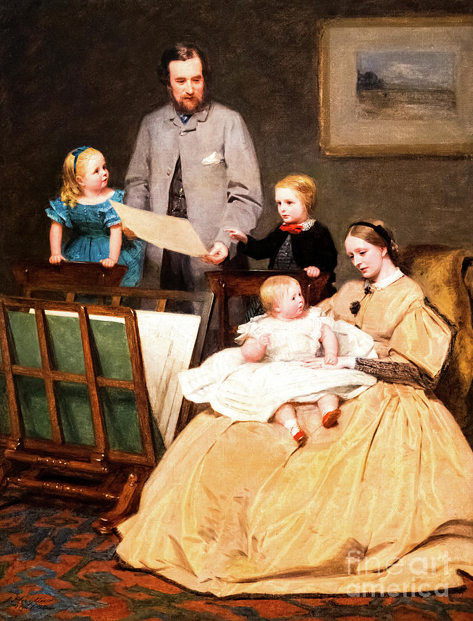A Family Group by James Hayllar 1864 Painting by James Hayllar
