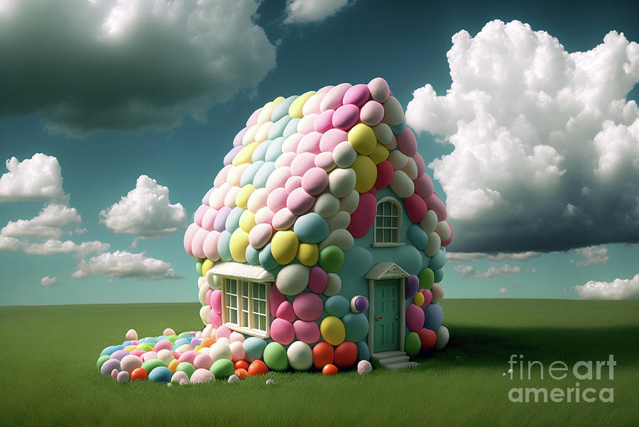 A fantastic real house made of balloons, fantasy and fun surreal Photograph by Joaquin Corbalan