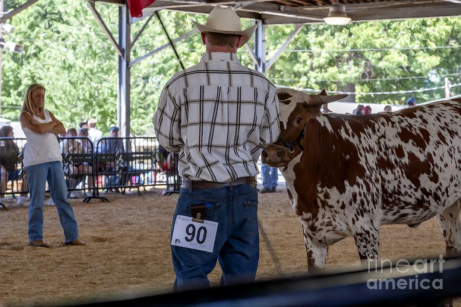 A farmer awaits judgement on his steer at a county fair Photograph by William Kuta