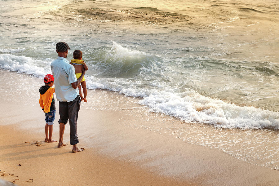 Beach Photograph - A Father Looking The Sea With His Kids At Galleface Beach In Col by Ruben Ramos Beach Photograph - A Father Looking The Sea With His Kids At Galleface Beach In Col by Ruben Ramos