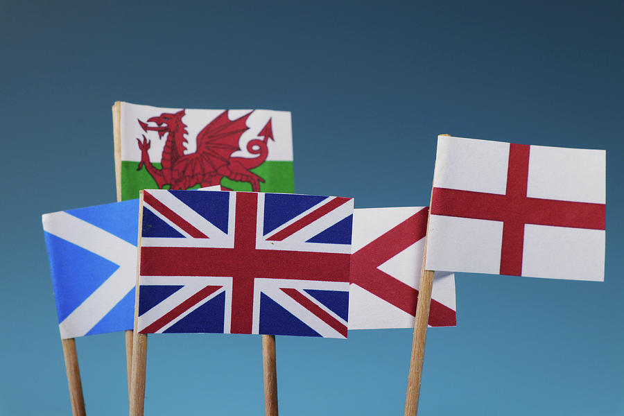 A few flag of states. Four members of united kingdom. Scotland, England ...