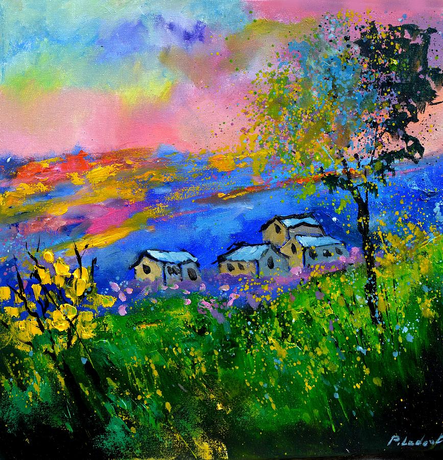 A few houses in wonderland Painting by Pol Ledent