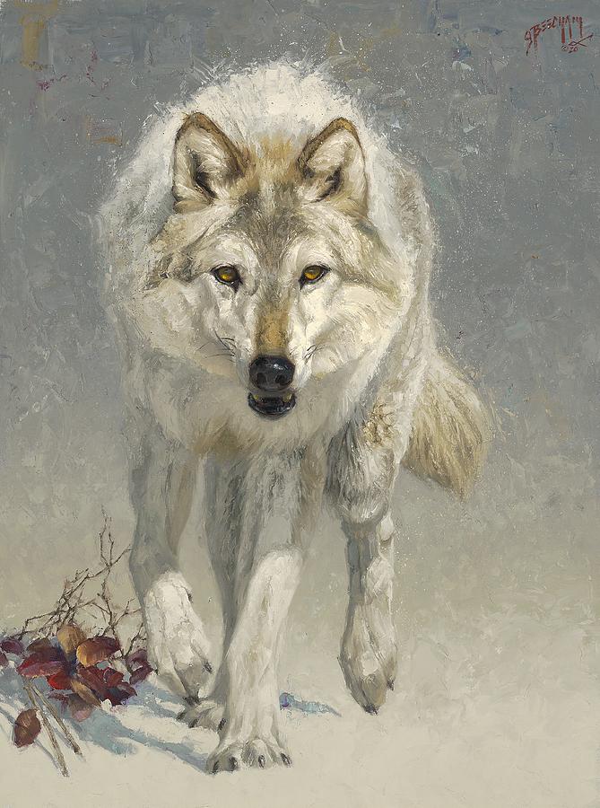 Wolf Painting - A Few Red Leaves by Greg Beecham