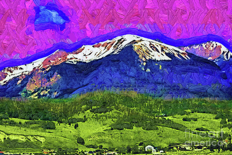 A Field, Forest And Snow Capped Mountains In Colorado Digital Art by Kirt Tisdale