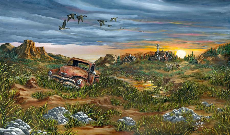Geese Painting - A Field of Dreams  by Jim Olheiser