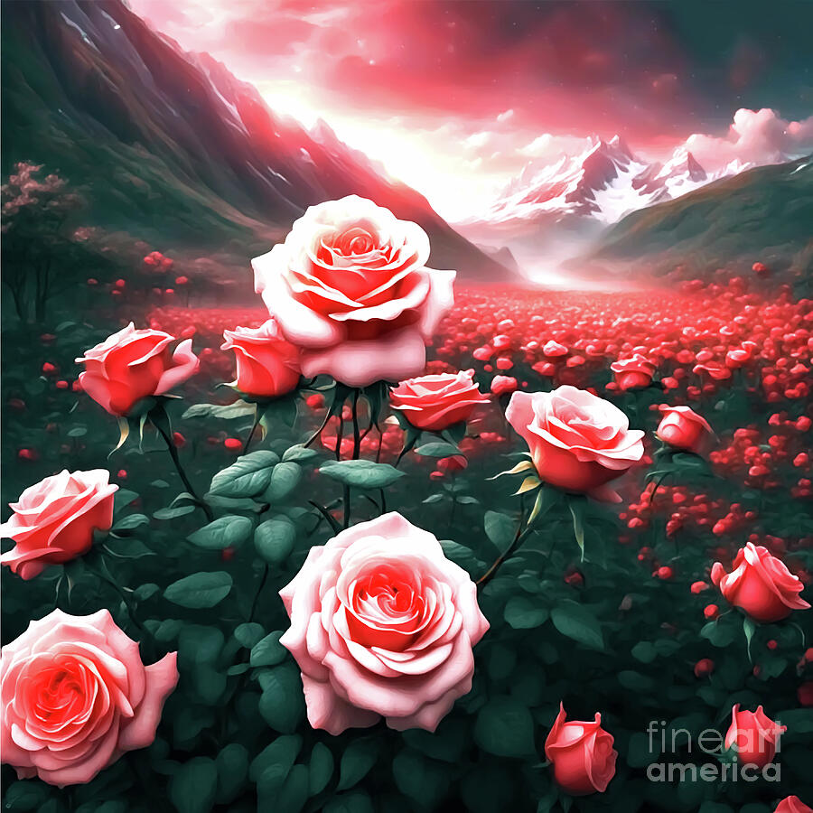 A Field of Roses Digital Art by Eddie Eastwood