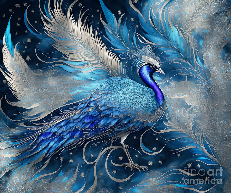A Fine Feathered Blue Peacock Friend Digital Art by Philip Preston