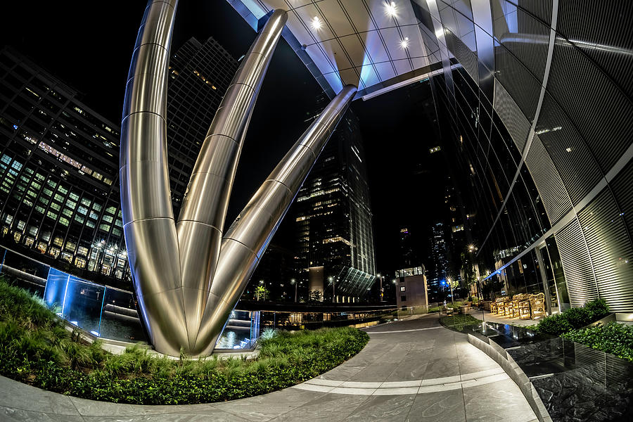 A fisheye view of the Bank of America plaza in Chicago. Photograph by Sven Brogren