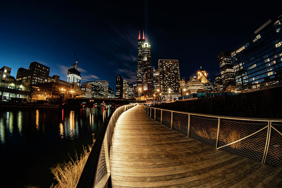 A Fisheye View Of The South Riverwalk In Chicago Photograph
