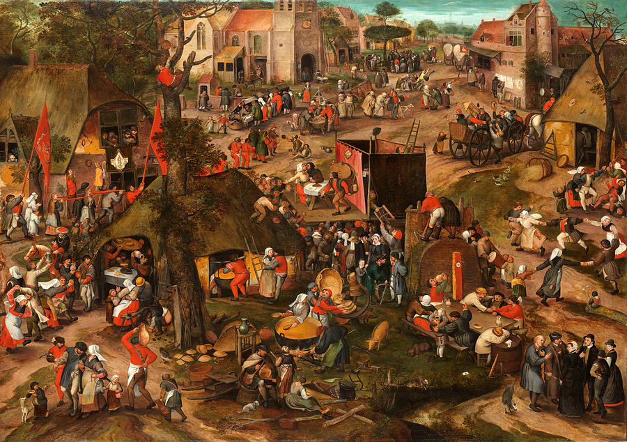 A Flemish Kermis with a Performance of the Farce Een cluyte van Plaeyerwater Painting by Pieter Balten