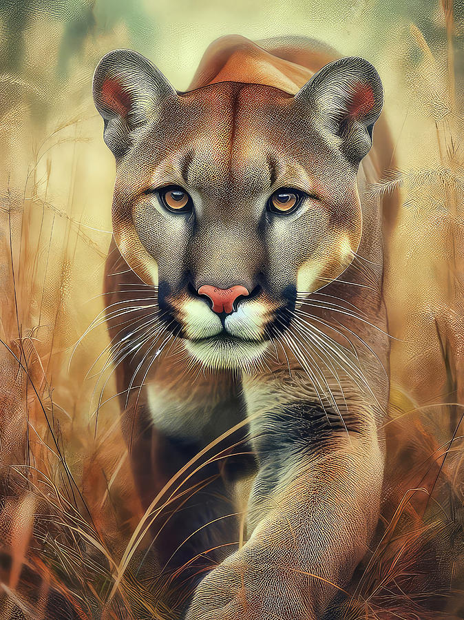 A Florida Panther Stalking Digital Art by HH Photography of Florida