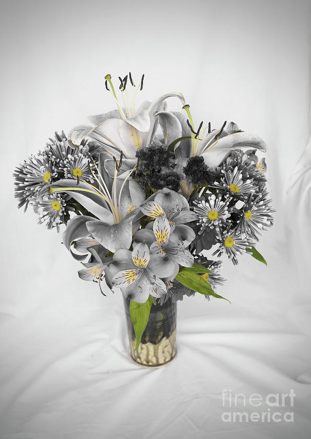 A Flower Bouquet in Grey and Yellow Photograph by L Bosco
