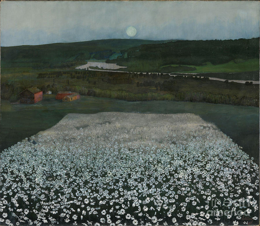 A flower field up north, 1905 Painting by O Vaering by Harald Sohlberg