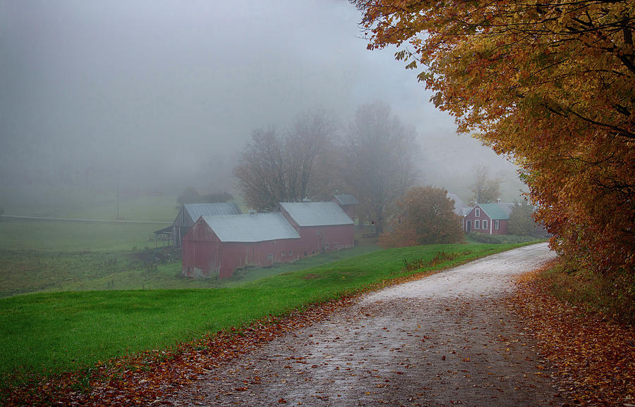 A Foggy Autumn Day at the Jenne Farm Photograph by Jeff Folger