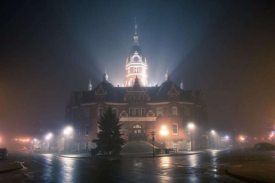 A foggy night @ Stratford City Hall Photograph by Jay Smith
