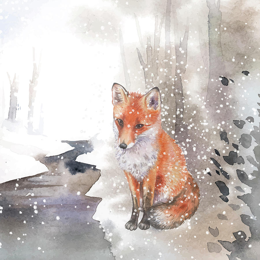 A Fox In Winter Painting by Miki De Goodaboom