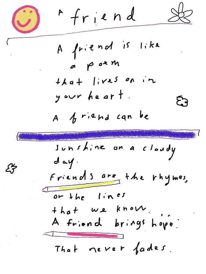 A Friend Poem Drawing by Ashley Rice