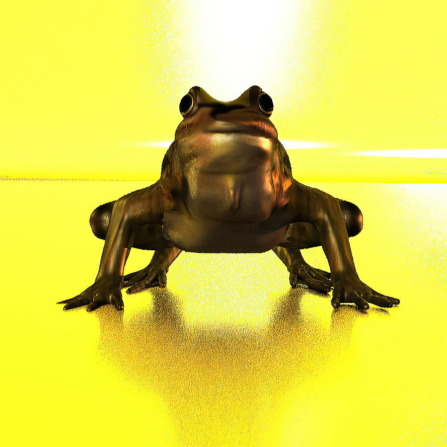 A frog in a yellow background the big one Digital Art by Kurt Heppke