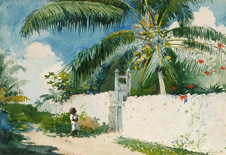 Winslow Homer Painting - A Garden in Nassau, 1885 by Winslow Homer