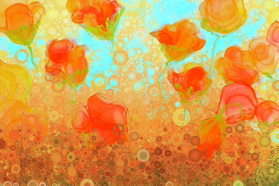 A Garden of Poppies Digital Art by Peggy Collins