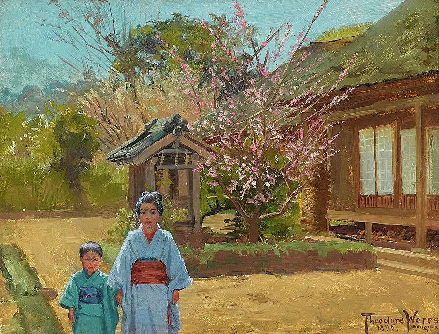 A Garden Shrine in Sugita, Japan Painting by Theodore Wores | Pixels