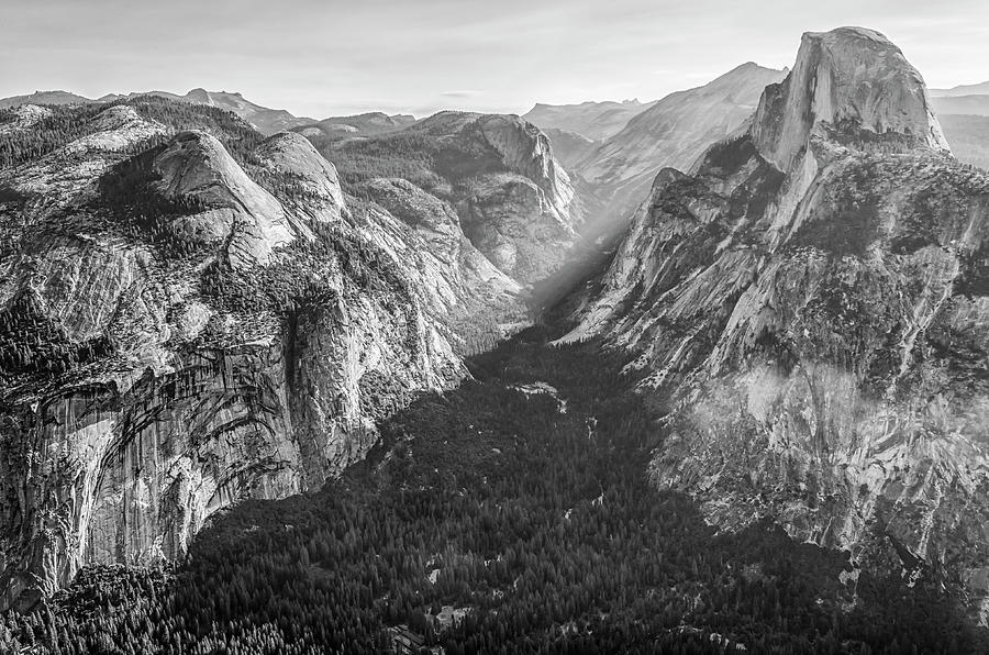 A Gentle Light On Half Dome Monochrome Photograph by Joseph S Giacalone