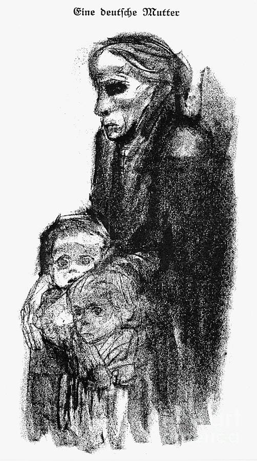 A German Mother,  1924 Drawing by Kathe Kollwitz