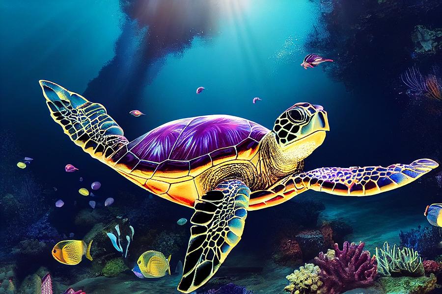 A Giant Sea Turtle Digital Art By Khou Stansfield - Fine Art America