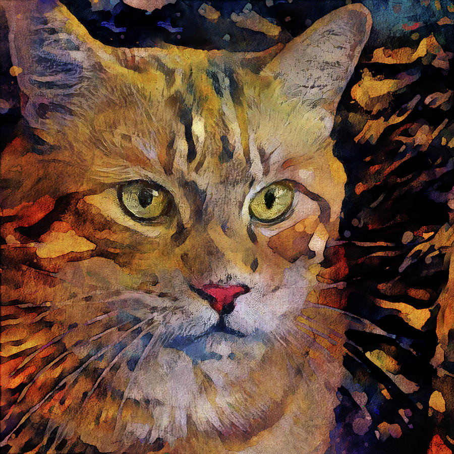 Lenny the Ginger Cat Digital Art by Peggy Collins