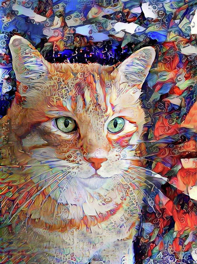 A Ginger Tabby Cat Named Lenny Digital Art by Peggy Collins