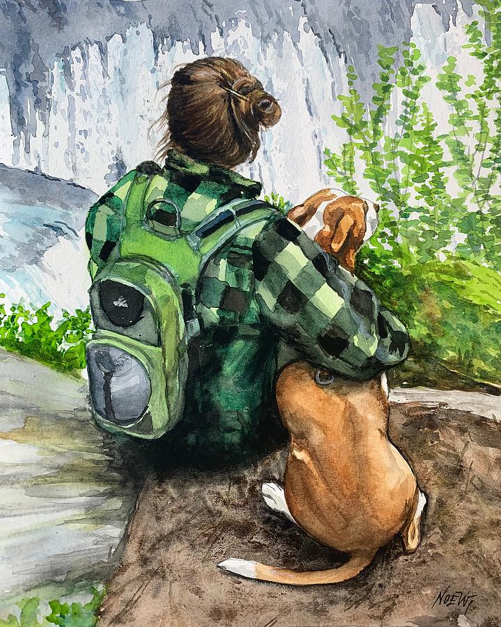 A Girl and Her Dog Painting by Jindra Noewi