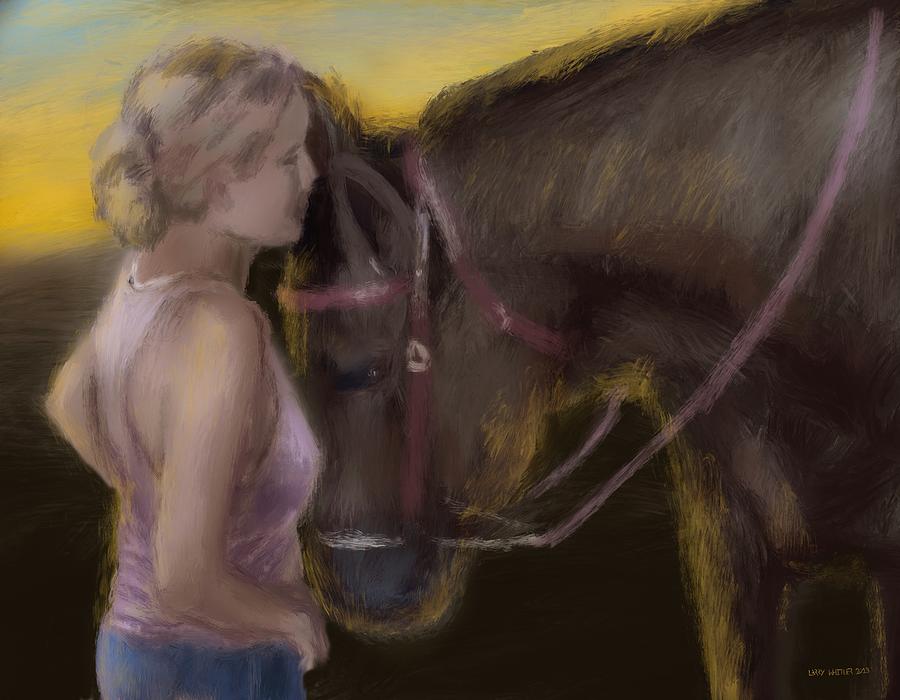A Girl And Her Horse Digital Art by Larry Whitler