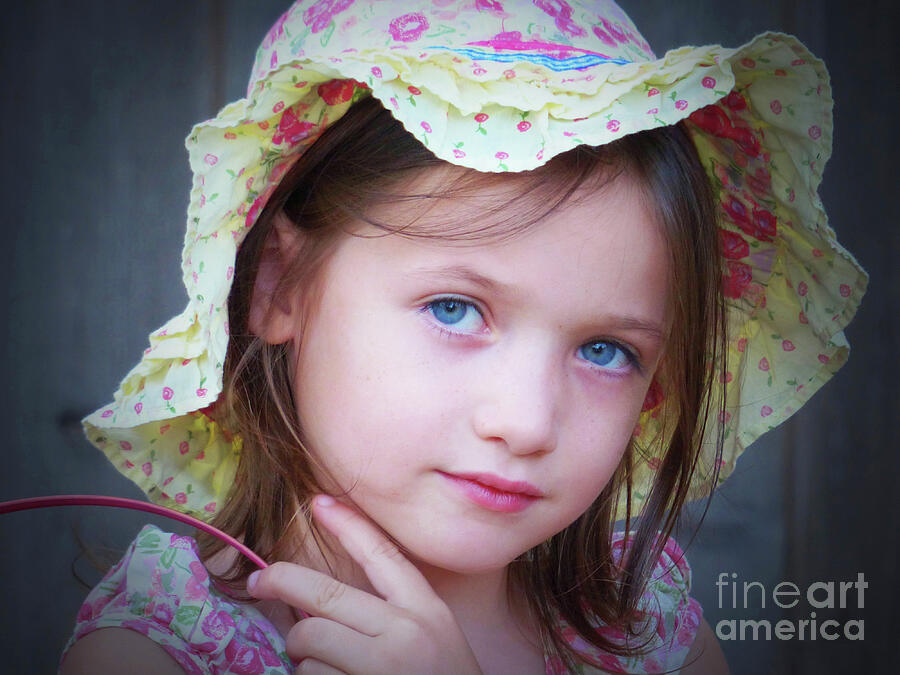 Hat Photograph - A Girl in a Yellow Flower Hat by Connie Sloan