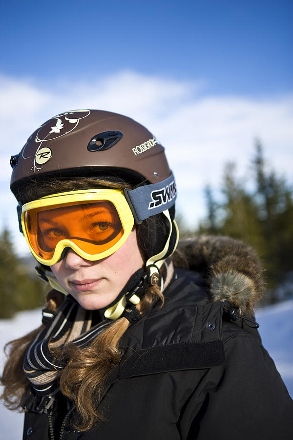 A girl wearing ski goggles Sweden. Photograph by Ulf Huett Nilsson A girl wearing ski goggles Sweden. Photograph by Ulf Huett Nilsson