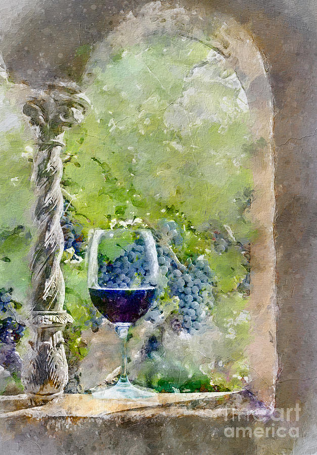 A Glass at the Vineyard  Painting by Jon Neidert