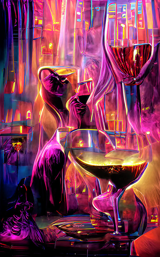 A Glass of Burgundy From The Steampunk Winery AI  Digital Art by Barbara Snyder