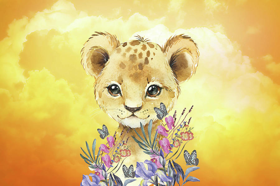 A Glorious Morning For The Baby Lion Mixed Media by Johanna Hurmerinta