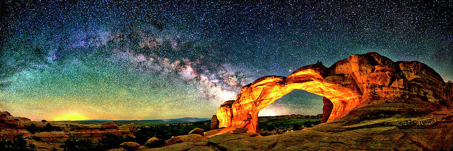 Moab, Utah, Arches National Park with the rising Milky Way above  Photograph by OLena Art