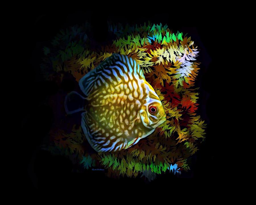 A Golden Snakeskin Discus Fish Digital Art