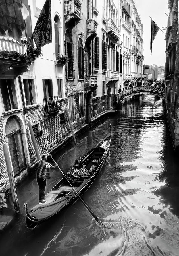 A Gondola in Venice In Black and White Photograph by Kay Brewer