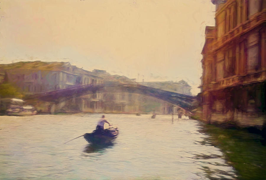 A Gondola on the Canale Grande Venice Digital Art by Frank Lee
