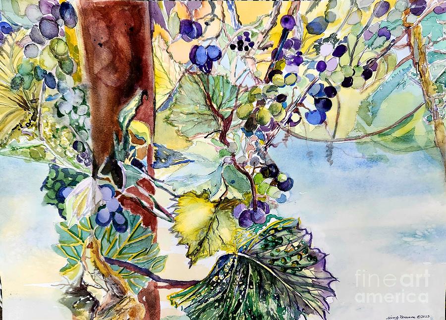 Grape Painting - A Grape Arbor by Mindy Newman