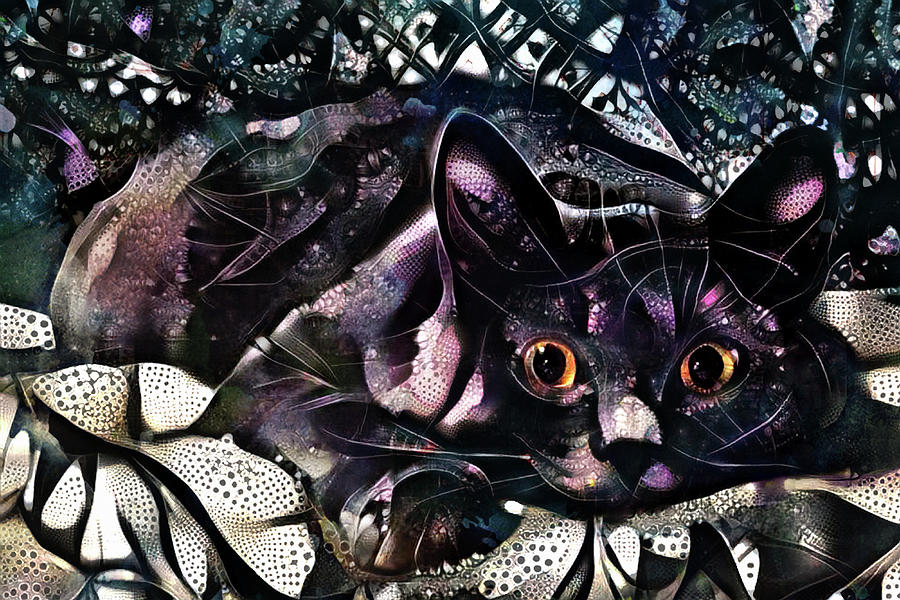 A Gray Cat Named Oscar Digital Art by Peggy Collins